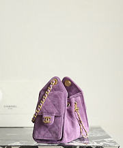Fortok Chanel 25 Mini Bag Suede Purple 20 x 22 x 12.5cm - 4