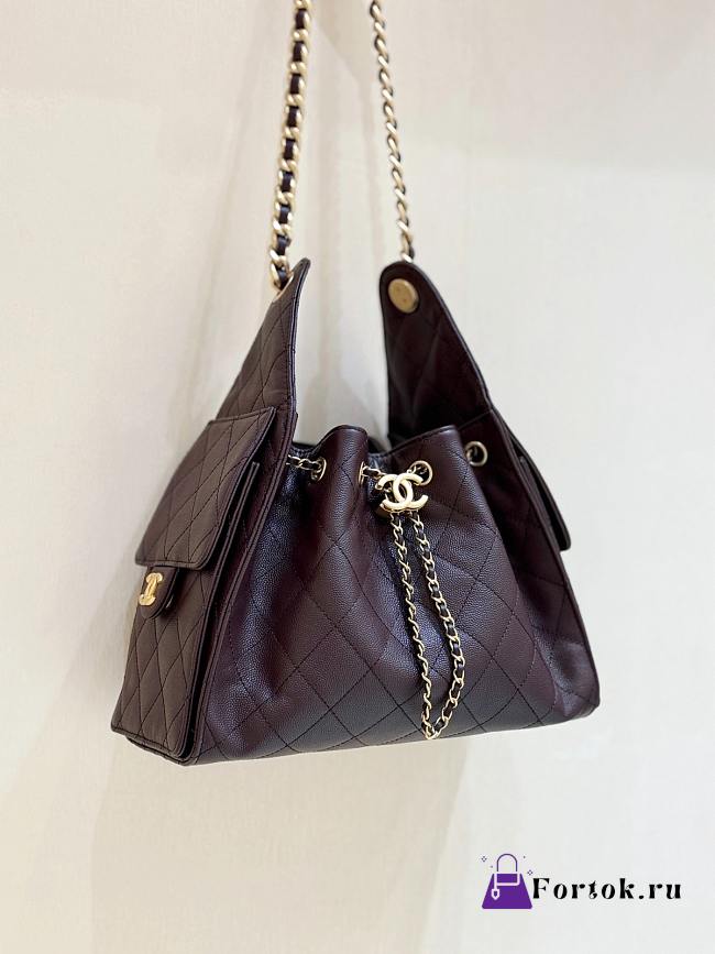 Fortok Chanel 25 color Chocolate Brown Caviar Small bag 30x26x14cm - 1