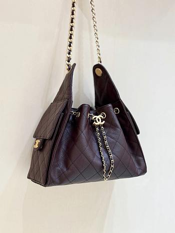 Fortok Chanel 25 color Chocolate Brown Caviar Small bag 30x26x14cm