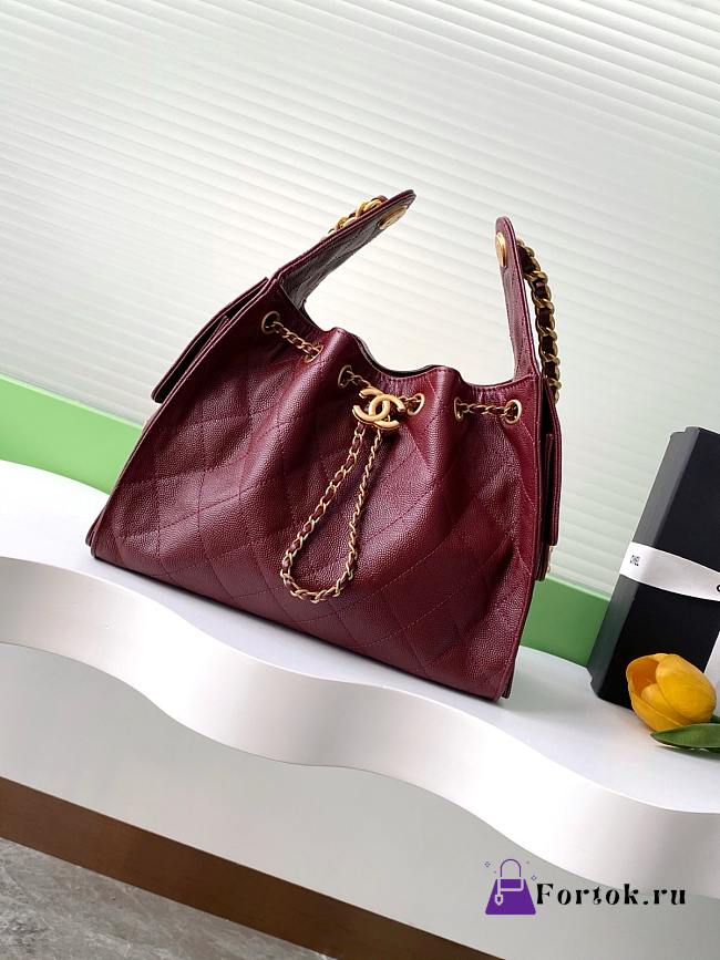 Fortok Chanel 25 color Burgundy Caviar Small bag 30x26x14cm - 1