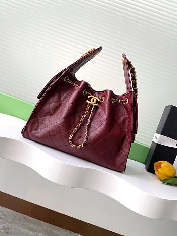 Fortok Chanel 25 color Burgundy Caviar Small bag 30x26x14cm