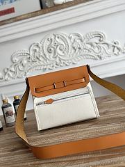 Fortok Hermès Herbag Zip mini bag in canvas White 20cm - 5