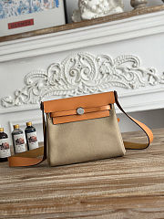 Fortok Hermès Herbag Zip mini bag in canvas Brown 20cm - 1
