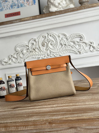 Fortok Hermès Herbag Zip mini bag in canvas Brown 20cm