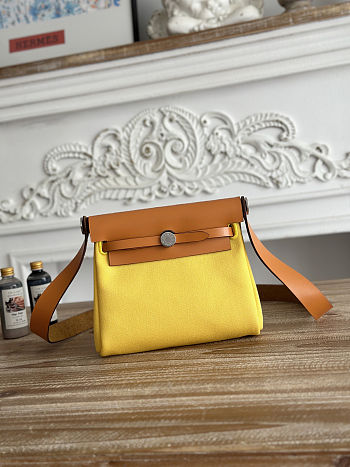 Fortok Hermès Herbag Zip mini bag in canvas Yellow 20cm