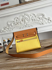 Fortok Hermès Herbag Zip mini bag in canvas Yellow 20cm - 2
