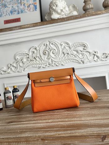 Fortok Hermès Herbag Zip mini bag in canvas Orange 20cm
