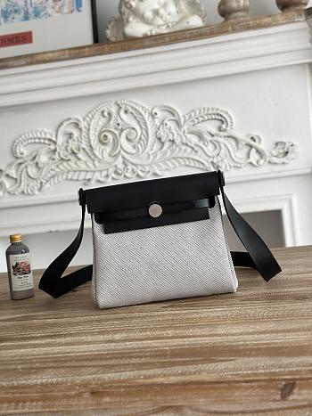 Fortok Hermès Herbag Zip mini bag in canvas Black/Grey 20cm