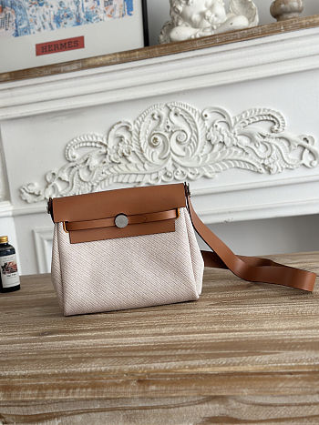 Fortok Hermès Herbag Zip mini bag in canvas White/Red 20cm