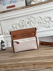 Fortok Hermès Herbag Zip mini bag in canvas White/Red 20cm - 6