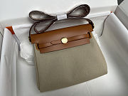 Fortok Hermès Herbag Zip mini bag in canvas Taupe 20cm - 1
