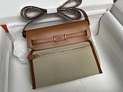 Fortok Hermès Herbag Zip mini bag in canvas Taupe 20cm - 4