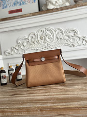 Fortok Hermès Herbag Zip mini bag in canvas Brown/ Light Brown 20cm - 1