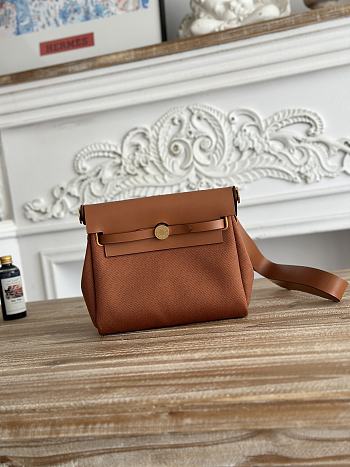 Fortok Hermès Herbag Zip mini bag in canvas Full Brown 20cm