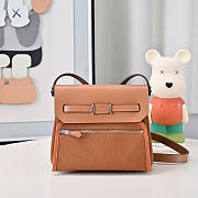 Fortok Hermès Herbag Zip mini bag in Leather and canvas Full Brown 20cm - 6