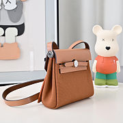 Fortok Hermès Herbag Zip mini bag in Leather and canvas Full Brown 20cm - 5
