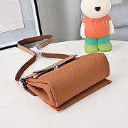 Fortok Hermès Herbag Zip mini bag in Leather and canvas Full Brown 20cm - 4
