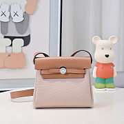 Fortok Hermès Herbag Zip mini bag in Leather and canvas Beige 20cm - 1