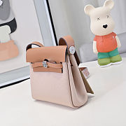 Fortok Hermès Herbag Zip mini bag in Leather and canvas Beige 20cm - 5