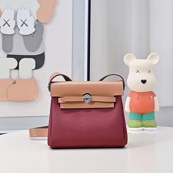 Fortok Hermès Herbag Zip mini bag in canvas Burgundy 20cm
