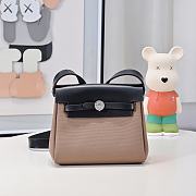 Fortok Hermès Herbag Zip mini bag in canvas Brown/Black 20cm - 1