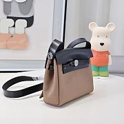 Fortok Hermès Herbag Zip mini bag in canvas Brown/Black 20cm - 5