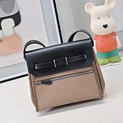 Fortok Hermès Herbag Zip mini bag in canvas Brown/Black 20cm - 3