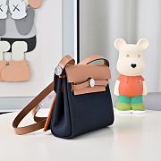 Fortok Hermès Herbag Zip mini bag in canvas Navy Blue 20cm - 6