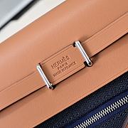 Fortok Hermès Herbag Zip mini bag in canvas Navy Blue 20cm - 4
