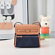 Fortok Hermès Herbag Zip mini bag in canvas Navy Blue 20cm - 5
