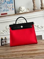 Fortok Hermès Herbag Zip bag in canvas Red 31cm - 1