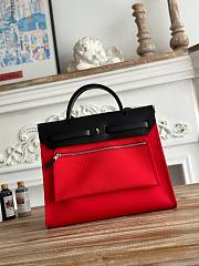 Fortok Hermès Herbag Zip bag in canvas Red 31cm - 2