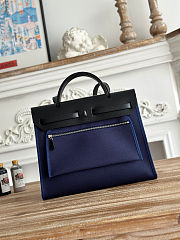 Fortok Hermès Herbag Zip bag in canvas Navy Blue 31cm - 4