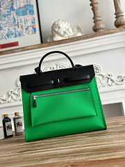 Fortok Hermès Herbag Zip bag in canvas Green 31cm - 3