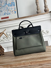Fortok Hermès Herbag Zip bag in canvas Grey Green 31cm - 6
