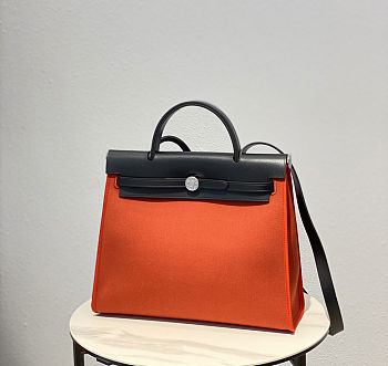Fortok Hermès Herbag Zip bag in canvas Orange 31cm