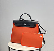 Fortok Hermès Herbag Zip bag in canvas Orange 31cm - 6