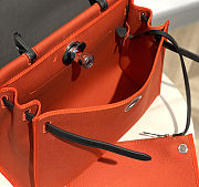 Fortok Hermès Herbag Zip bag in canvas Orange 31cm - 3