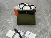 Fortok Hermès Herbag Zip bag in canvas Olive Green 31cm - 1