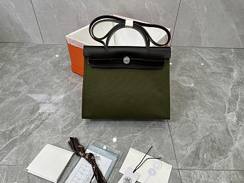 Fortok Hermès Herbag Zip bag in canvas Olive Green 31cm