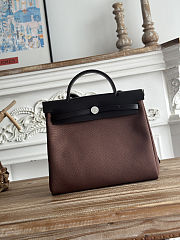 Fortok Hermès Herbag Zip bag in canvas Chocolate Brown 31cm - 1