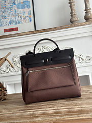 Fortok Hermès Herbag Zip bag in canvas Chocolate Brown 31cm - 6