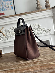 Fortok Hermès Herbag Zip bag in canvas Chocolate Brown 31cm - 3