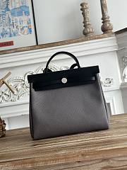 Fortok Hermès Herbag Zip bag in canvas Grey 31cm - 1