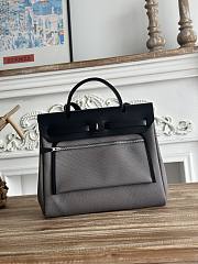 Fortok Hermès Herbag Zip bag in canvas Grey 31cm - 2