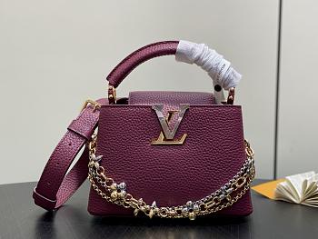 Fortok Louis Vuitton Capucines Mini bag in Burgundy Taurillon 14 x 8 x 21cm
