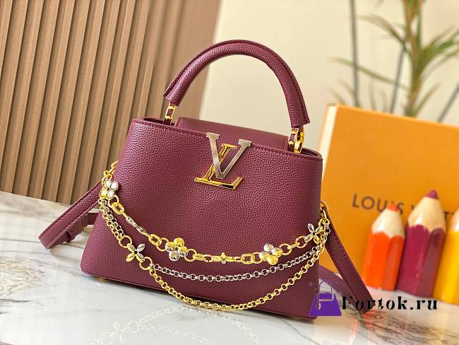 Fortok Louis Vuitton Capucines bag in Burgundy Taurillon 27 x 17.3 x 9cm - 1