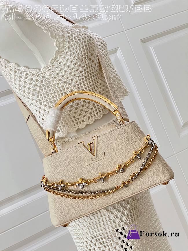 Fortok Louis Vuitton Capucines Mini bag a triple chain adornment Beige 26.5x14x8cm  - 1
