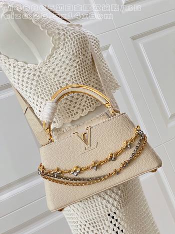 Fortok Louis Vuitton Capucines Mini bag a triple chain adornment Beige 26.5x14x8cm 