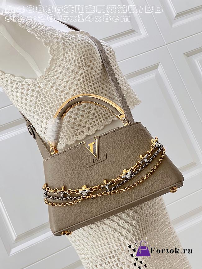 Fortok Louis Vuitton Capucines Mini bag a triple chain adornment Taupe 26.5x14x8cm - 1
